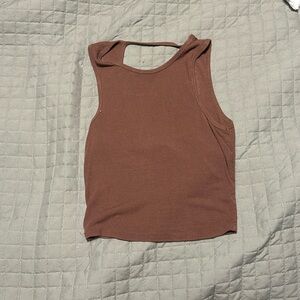 brown backless top